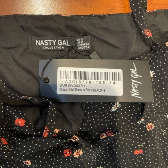 Nasty Gal Strappy Floral Print Midi Dress - NWT Size 6 - Picture 7 of 10